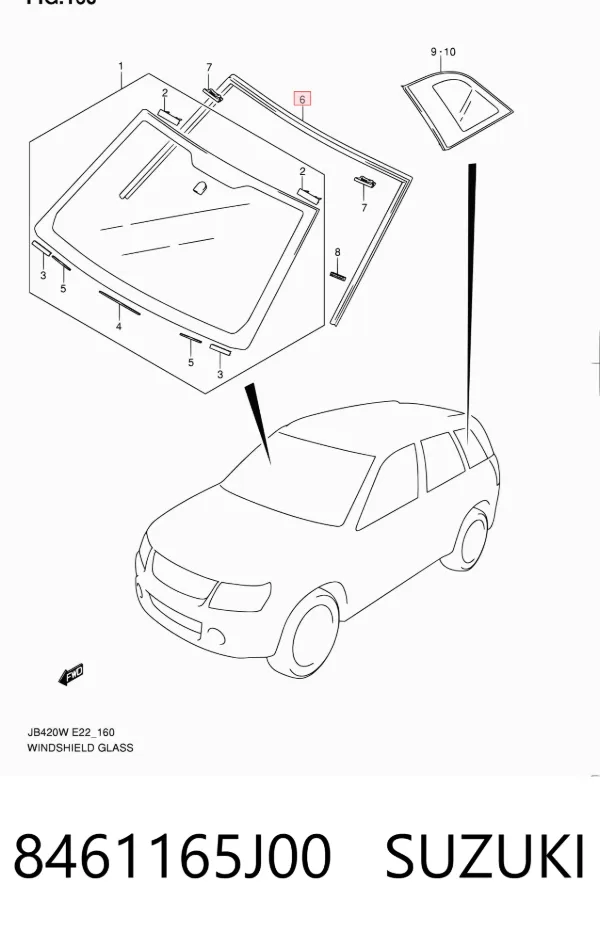 Listwa ochronna szyby przedniej 8461165J00 Suzuki