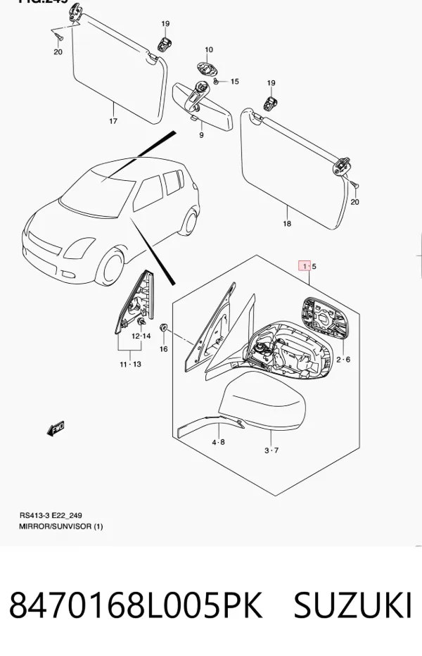 Lusterko wsteczne prawe 8470168L005PK Suzuki