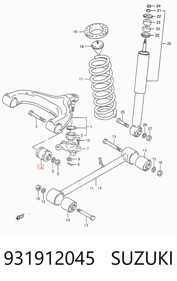 Silentblock wahacza tylnego dolnego 931912045 Suzuki