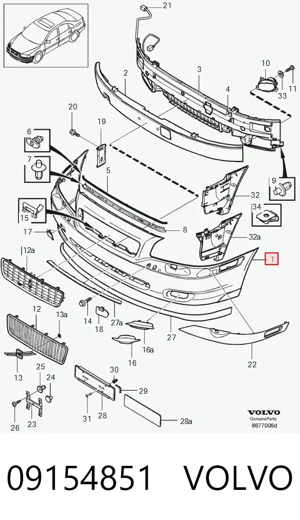 Zderzak przedni Volvo S80 I