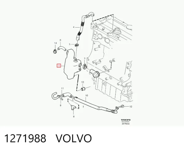 Separator oleju układu wentylacji kadłuda (bloku silnika) 1271988 Volvo