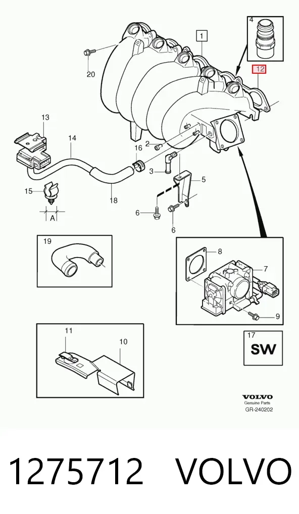 Uszczelka kolektora ssącego 1275712 Volvo
