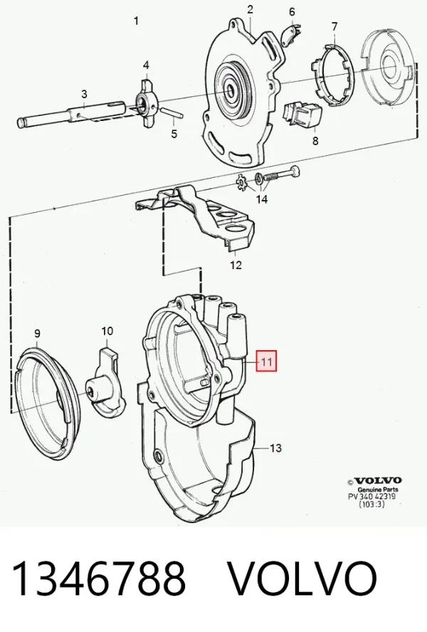 Kopułka rozdzielacza zapłonu 1346788 Volvo
