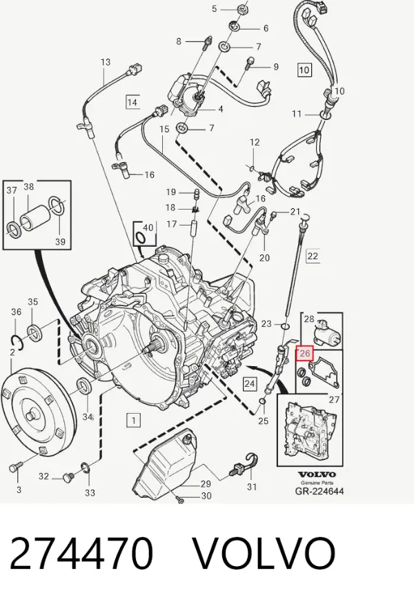 Filtr automatycznej skrzyni biegów 274470 Volvo