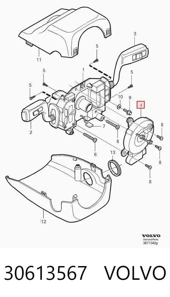 Pierścień kontaktowy AIRBAG, taśma kierownicy  Volvo V40 VW