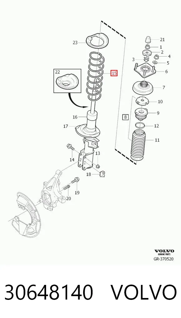 Sprężyna przednia 30648140 Volvo