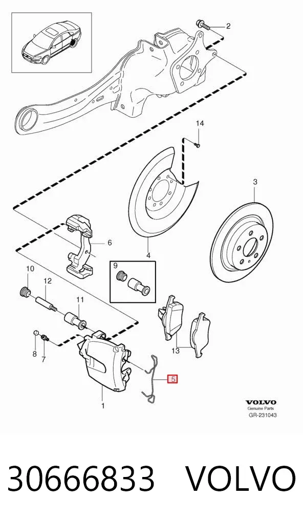 Sprężyna mocująca zacisku 30666833 Volvo