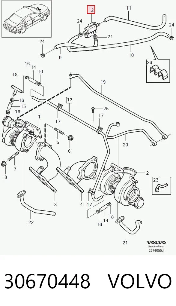 Przetwornik ciśnienia (solenoid) doładowania 30670448 Volvo