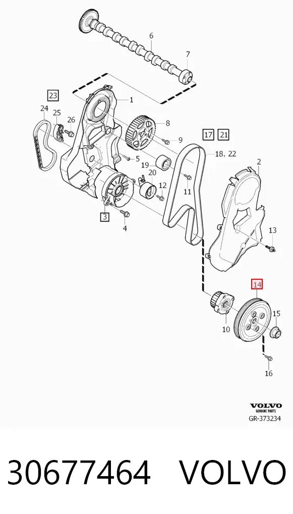 Koło pasowe wału korbowego 30677464 Volvo