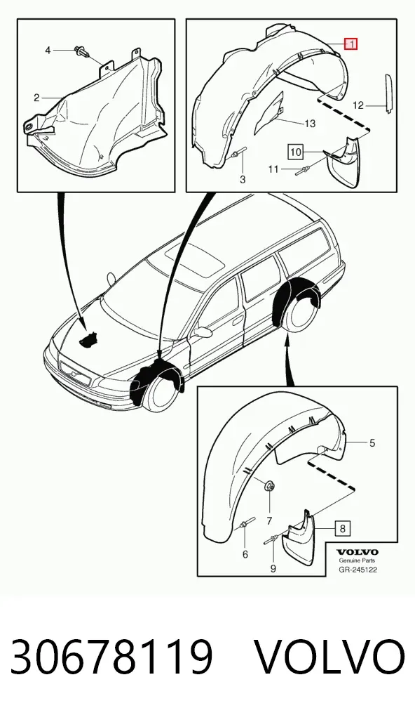 Nadkole błotnika przedniego lewe Volvo S60 I