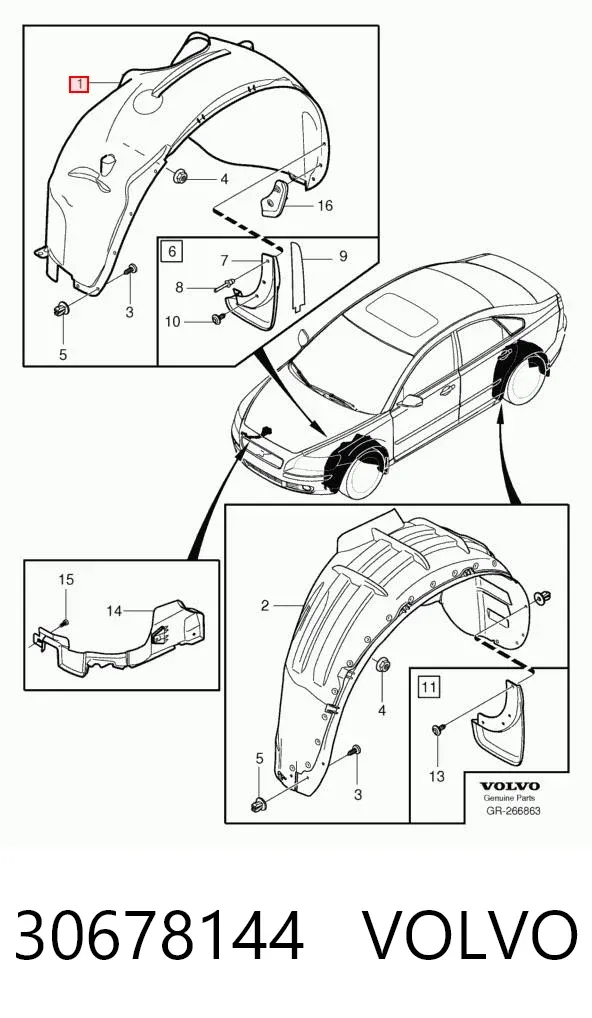 Nadkole błotnika przedniego prawe 30678144 Volvo