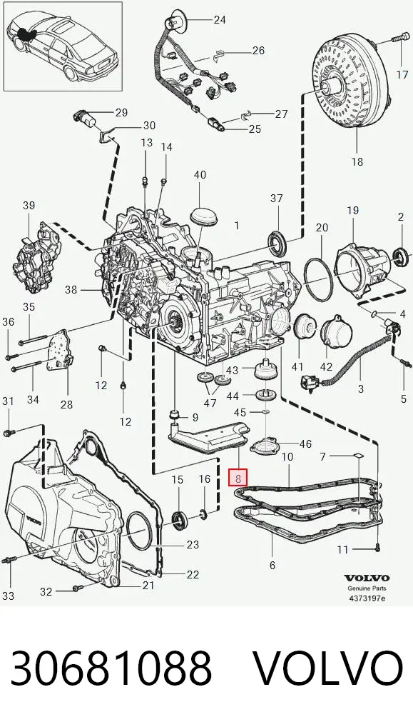 Filtr automatycznej skrzyni biegów 30681088 Volvo
