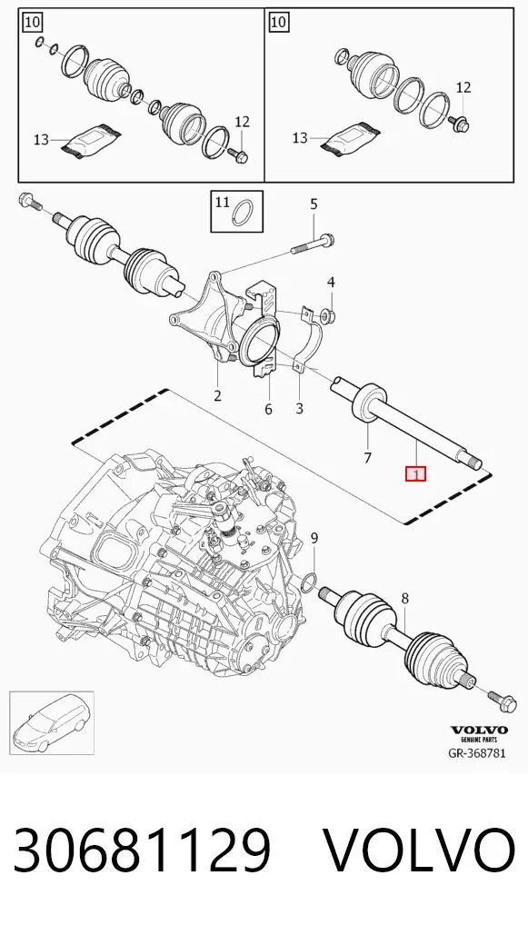 Półoś napędowa przednia prawa 30681129 Volvo