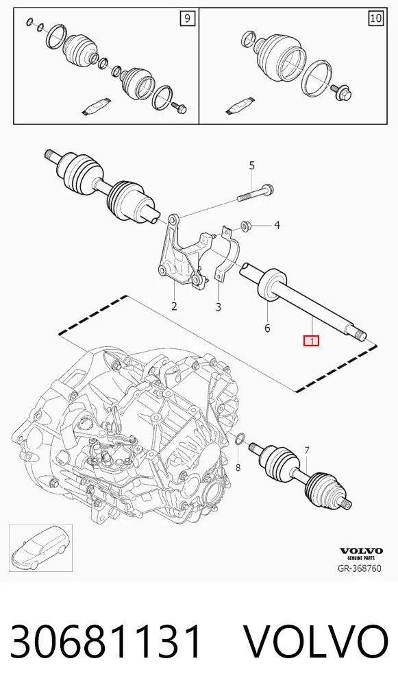 Półoś napędowa przednia prawa 30681131 Volvo