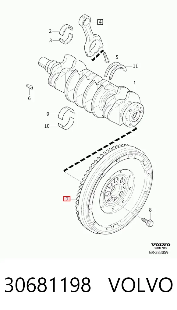 Koło zamachowe silnika 30681198 Volvo