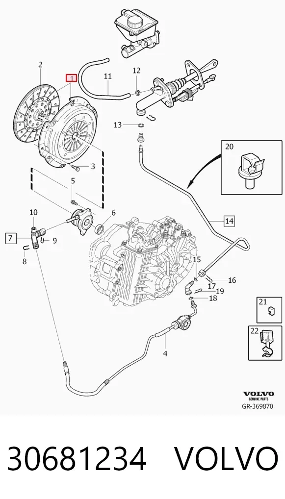 Zestaw sprzęgła (3 części) 30681234 Volvo