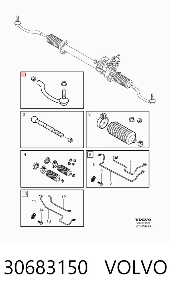 Końcówka drążka kierowniczego zewnętrzna 30683150 Volvo