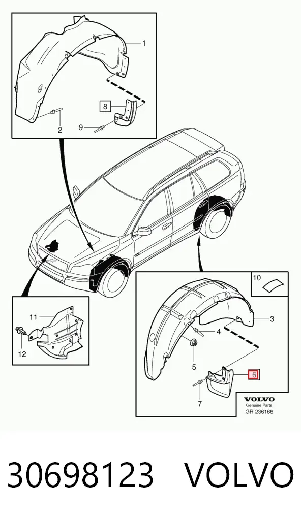 Chlapacze tylne, komplet Volvo XC90 