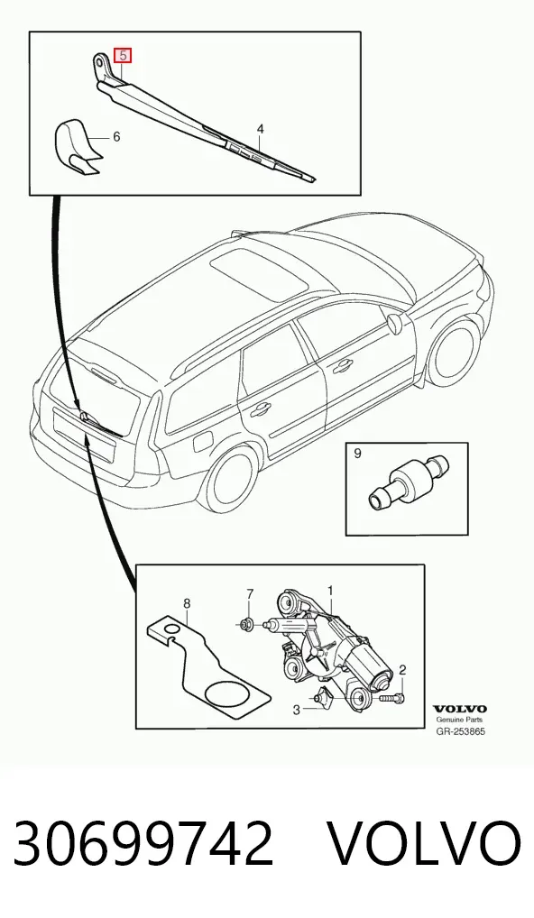 Ramię wycieraczki szyby tylnej 30699742 Volvo