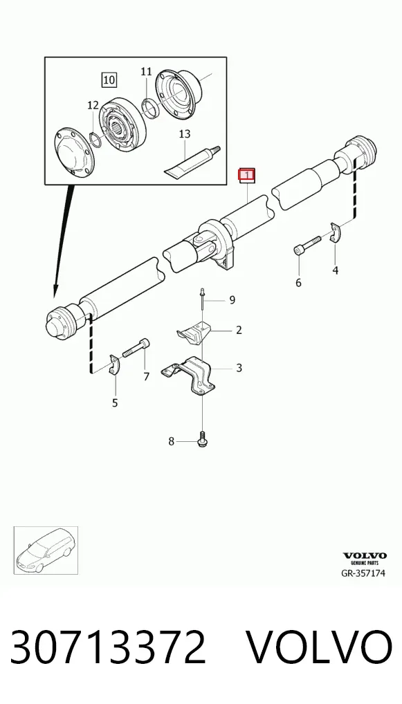 Wał Cardana tylny, kompletny 30713372 Volvo
