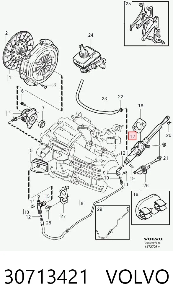 Cylinder sprzęgła główny 30713421 Volvo