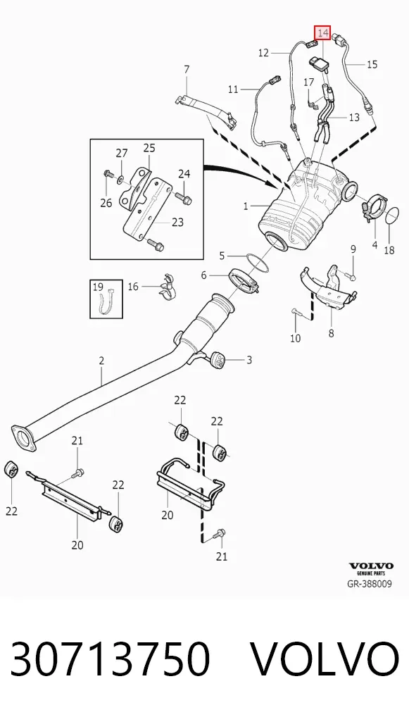 Czujnik ciśnienia spalin 30713750 Volvo