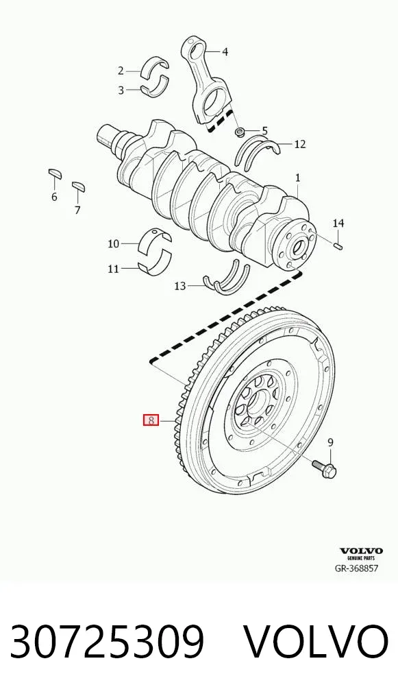 Koło zamachowe silnika 30725309 Volvo