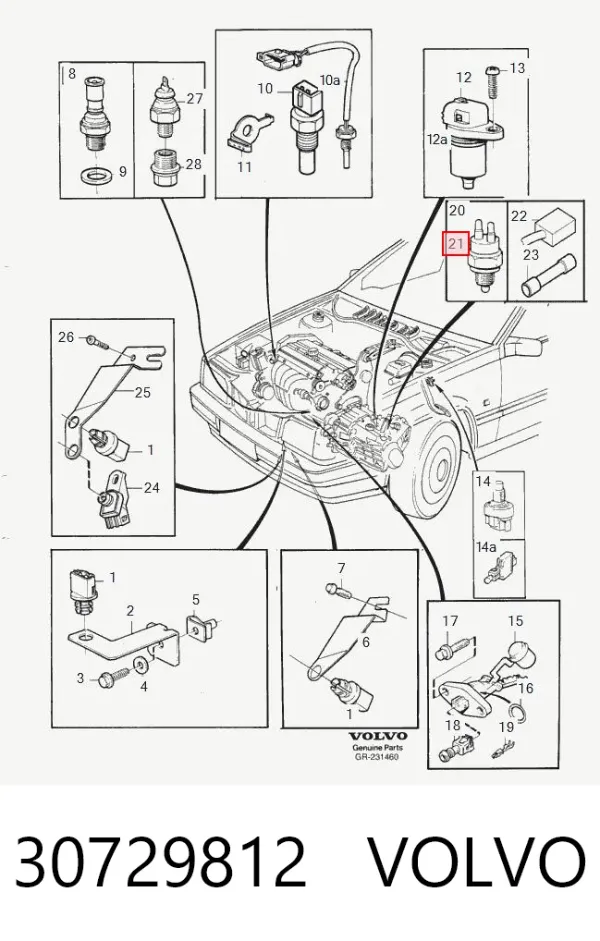 Czujnik włączania światła cofania 30729812 Volvo