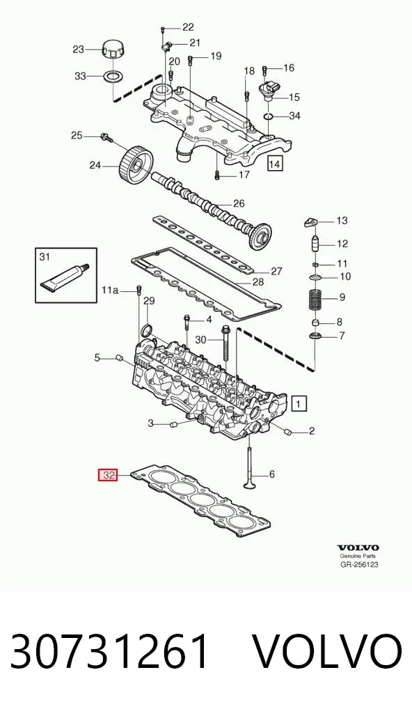 Uszczelka głowicy cylindrów 30731261 Volvo