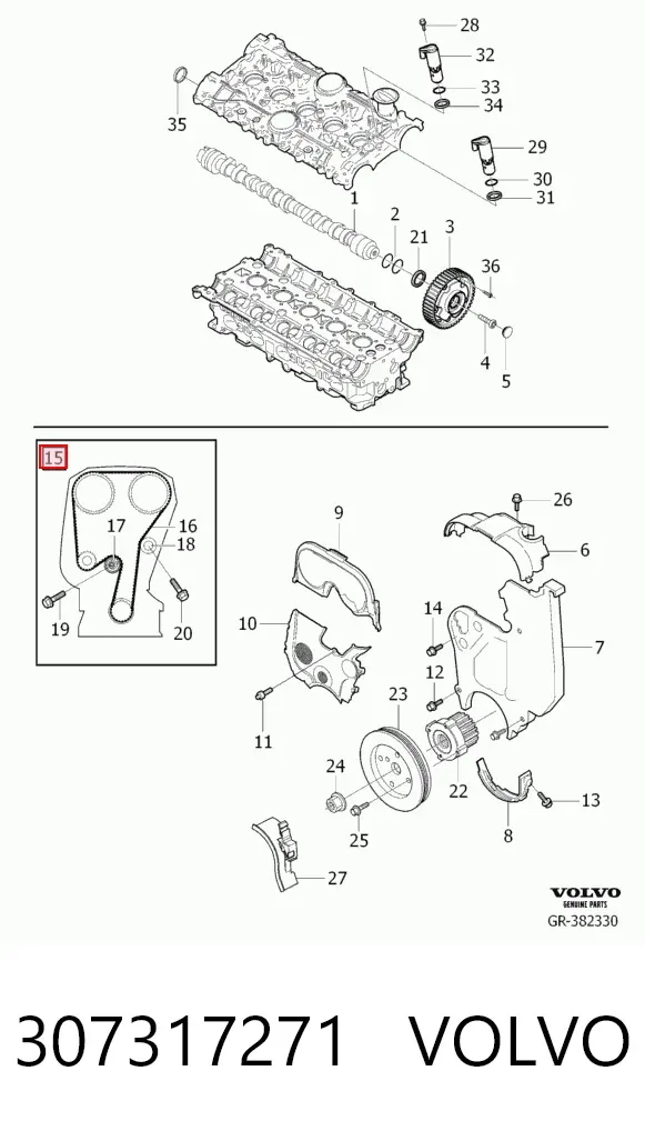 Pasek rozrządu, zestaw 307317271 Volvo