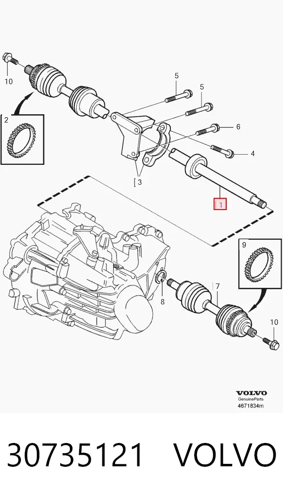 Półoś napędowa przednia prawa 30735121 Volvo