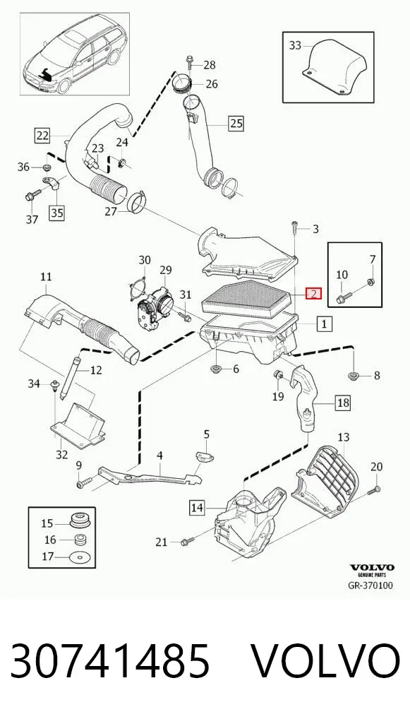 Filtr powietrza 30741485 Volvo
