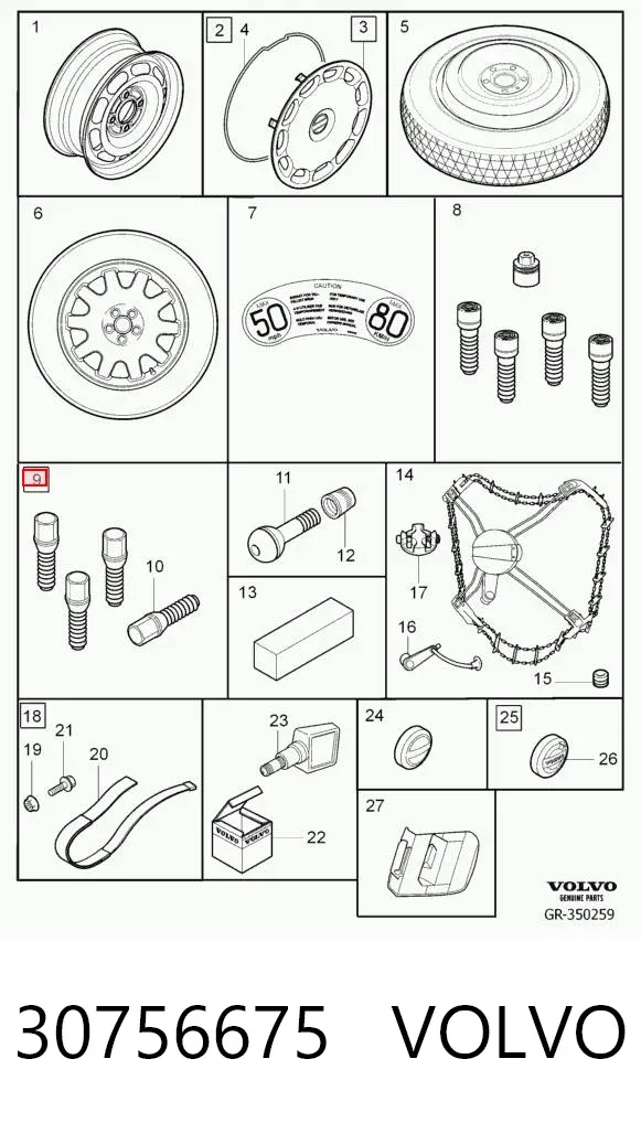 Śruba koła 30756675 Volvo