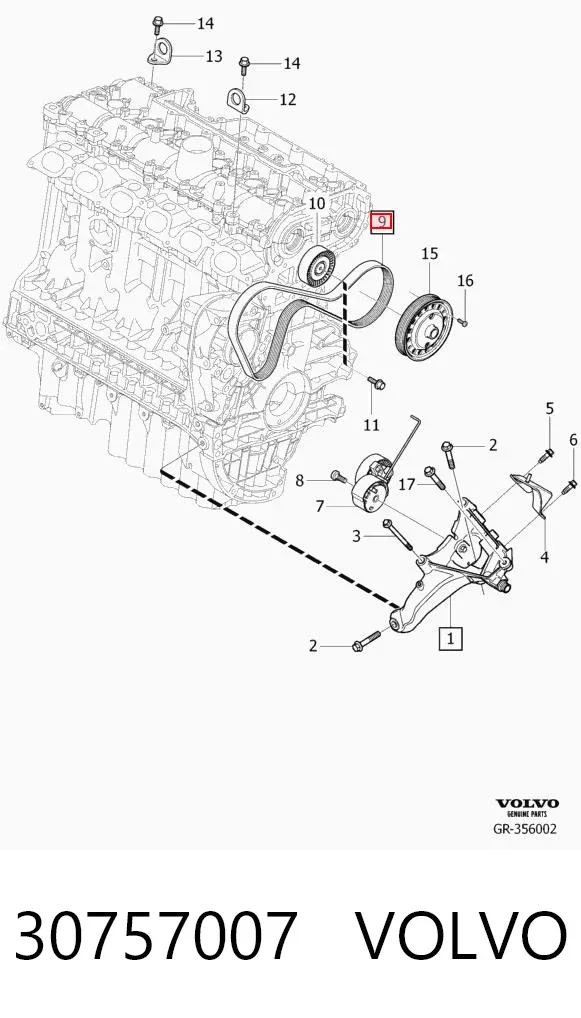 Pas napędowy mechanizmów 30757007 Volvo