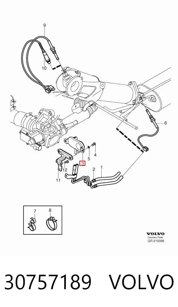 Czujnik ciśnienia spalin 30757189 Volvo