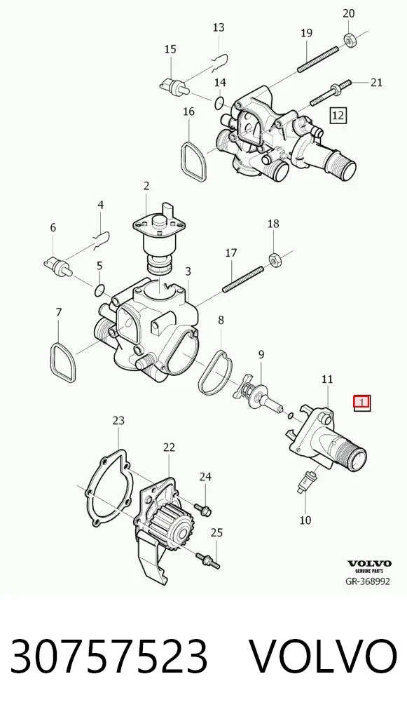 Obudowa termostatu 30757523 Volvo