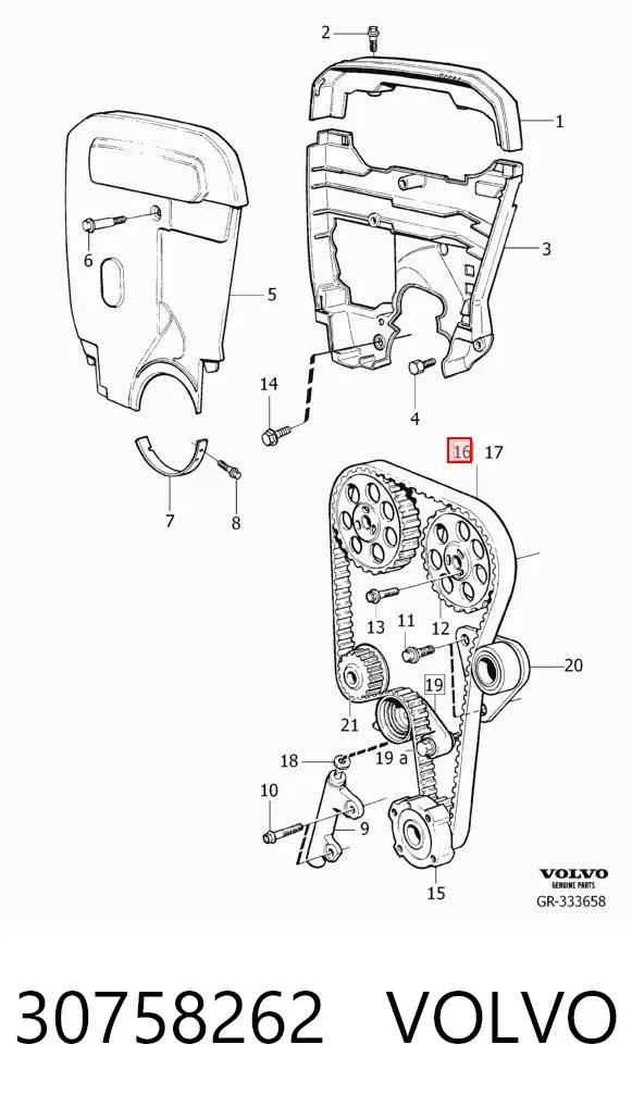 Pasek rozrządu, zestaw 30758262 Volvo