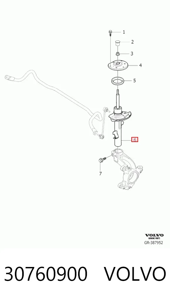 Amortyzator przedni 30760900 Volvo