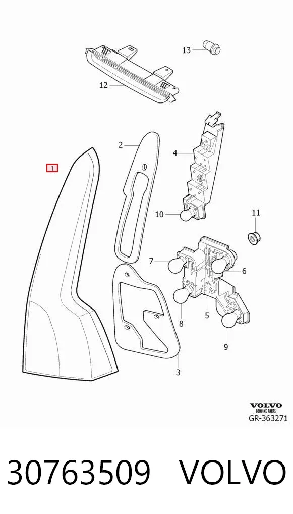 Lampa zespolona tylna lewa 30763509 Volvo