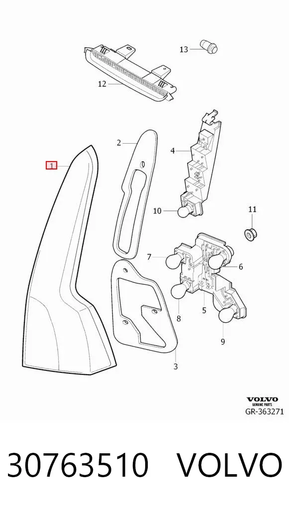 Lampa zespolona tylna prawa 30763510 Volvo