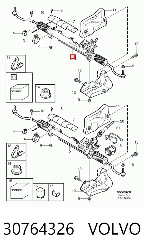 Listwa kierownicza (maglownica) 30764326 Volvo
