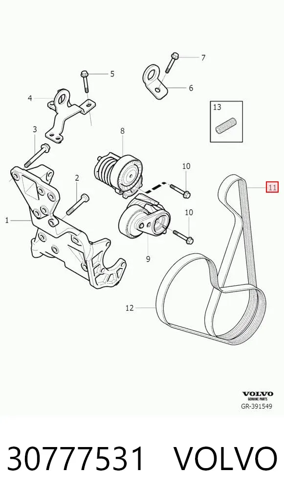 Pas napędowy mechanizmów 30777531 Volvo