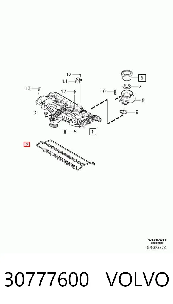 Uszczelka pokrywy zaworowej silnika 30777600 Volvo