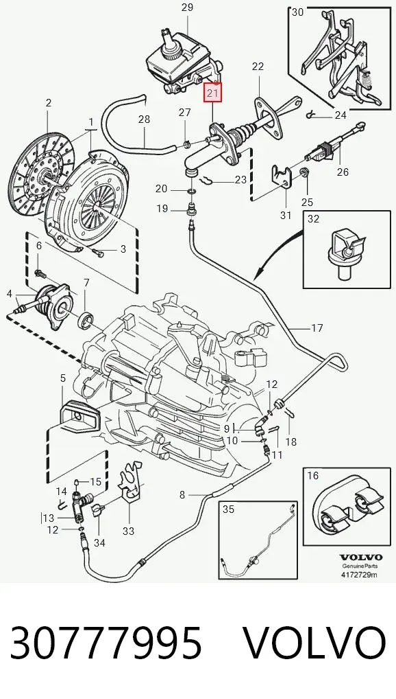 Cylinder sprzęgła główny 30777995 Volvo