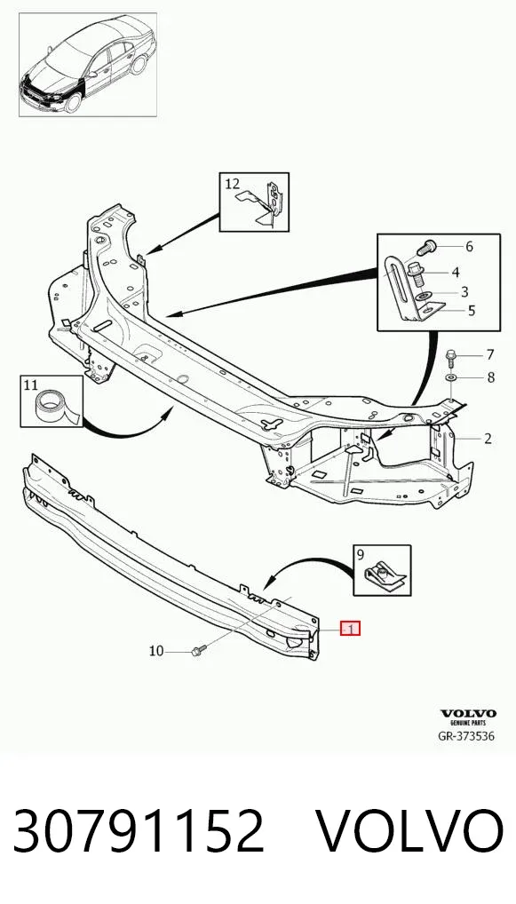 Wzmocnienie zderzaka przedniego 30791152 Volvo