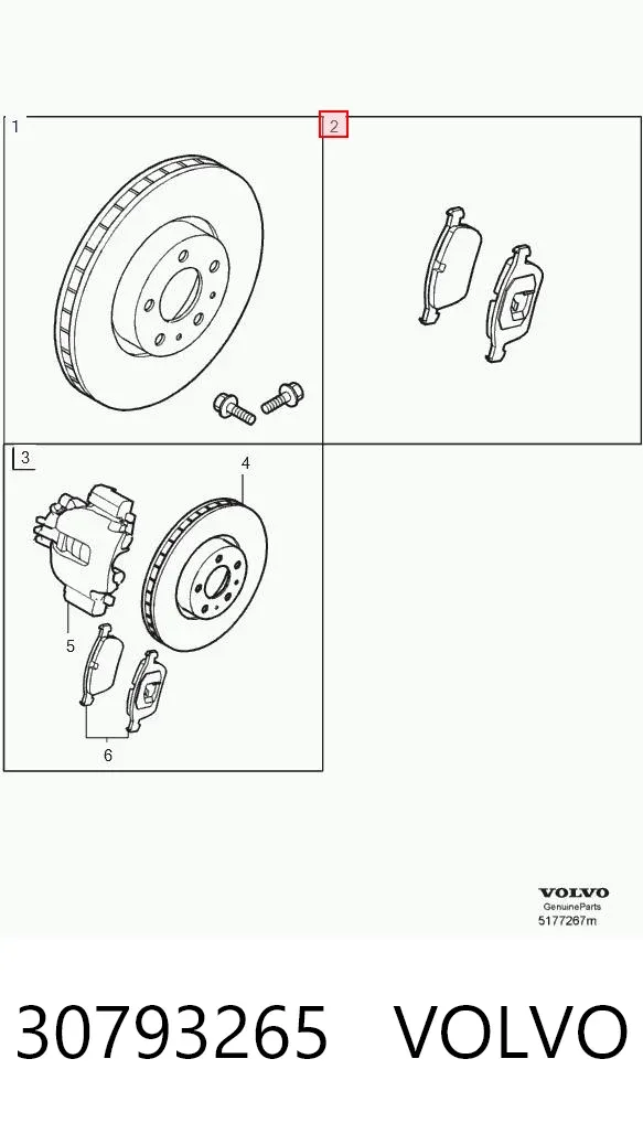 Klocki hamulcowe przednie tarczowe 30793265 Volvo