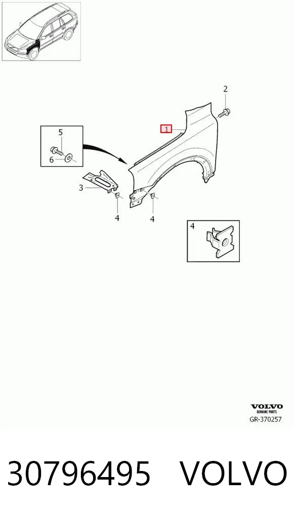 Błotnik przedni prawy 30796495 Volvo
