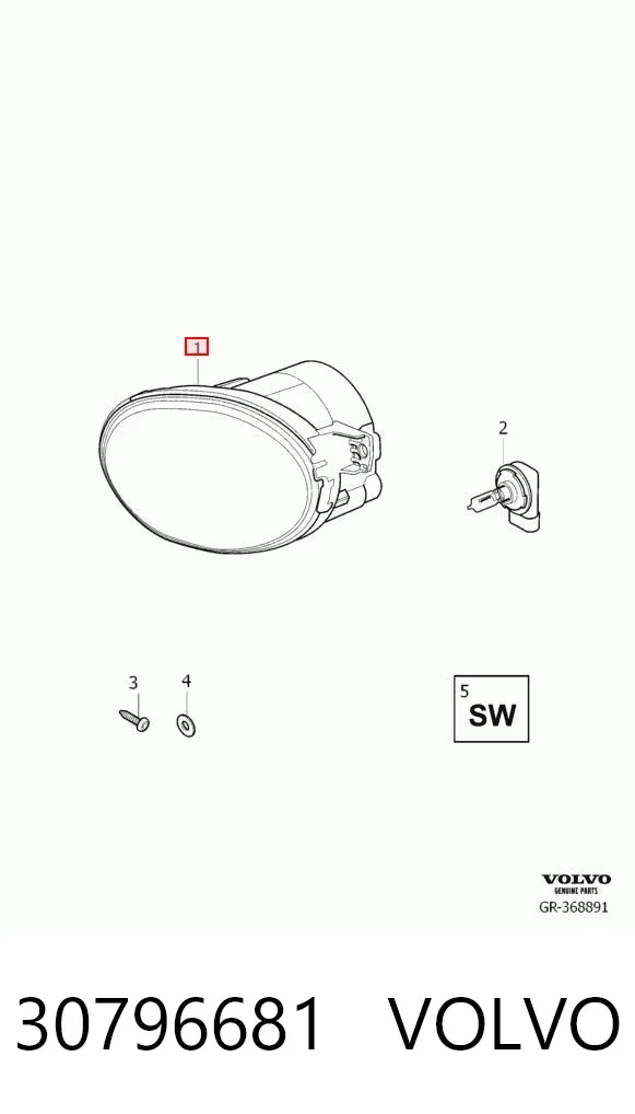 Lampa przeciwmgielna prawa 30796681 Volvo