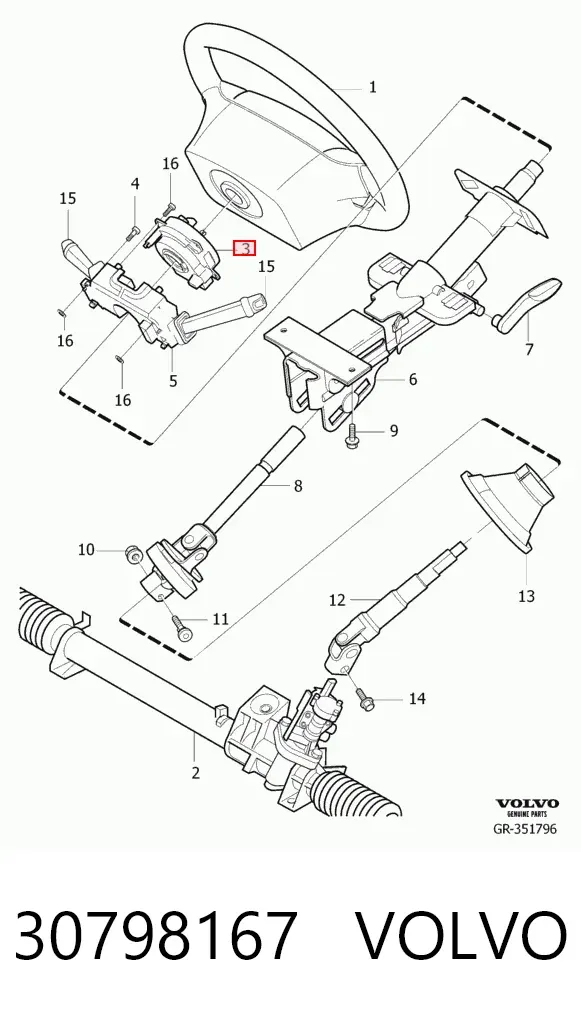 Pierścień kontaktowy AIRBAG, taśma kierownicy 30798167 Volvo