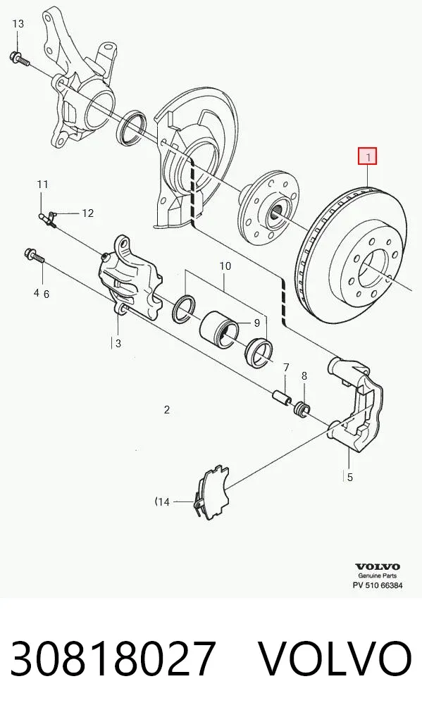 Tarcza hamulcowa przednia 30818027 Volvo